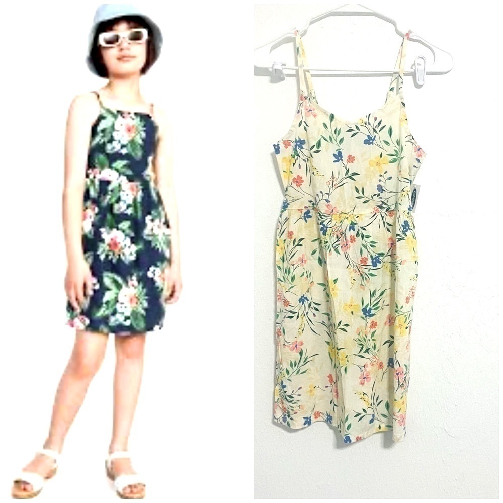 Gap/old Navy Fit & Flare Girls Cami Dress Floral Print Size Large (10-12) NWT